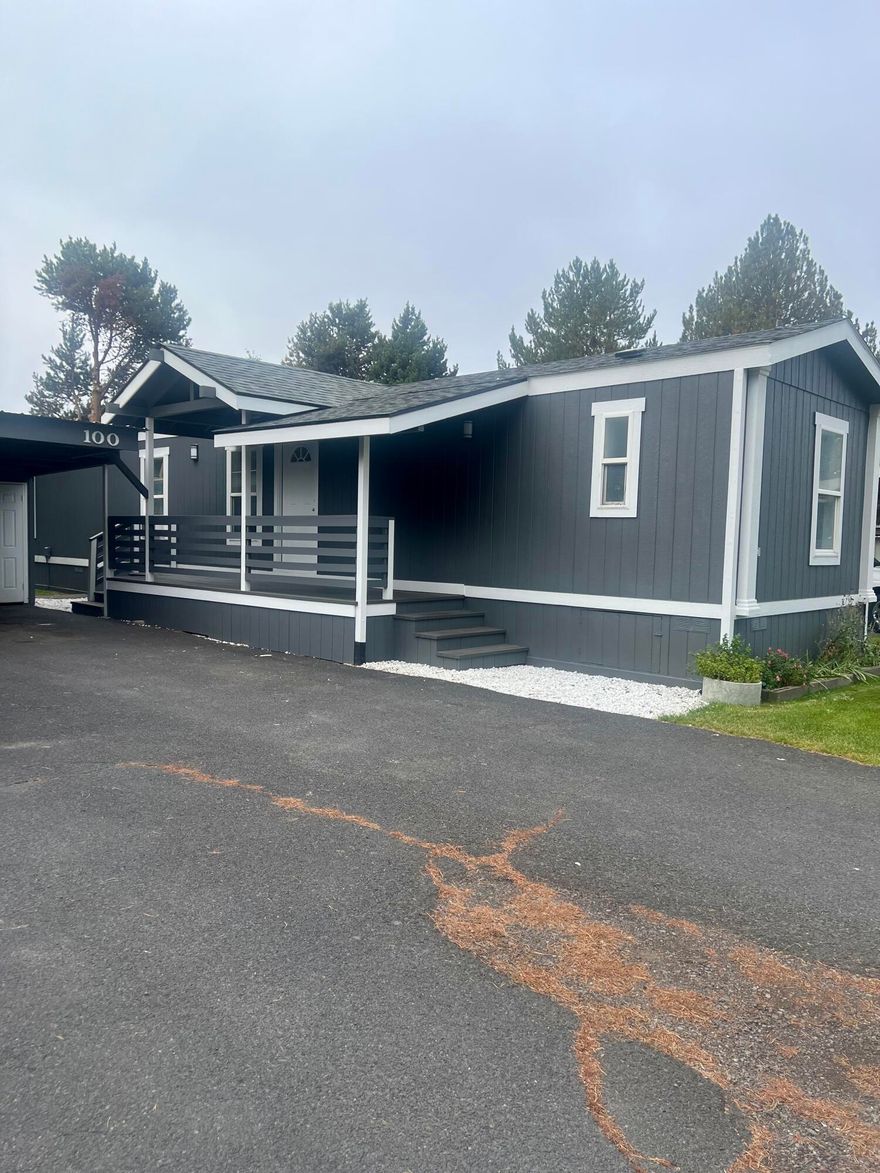 Welcome to this nicely remodeled 3-bedroom, 2-bath mobile home located in a family-friendly park on the southeast side of Bend. This home features an open floor plan, vaulted ceilings, and plenty of natural light, creating a warm and comfortable space.

Recent updates include new flooring throughout, fresh interior and exterior paint with new trim, a newer roof, and a new front deck perfect for relaxing or spending time outdoors. The kitchen has been updated, and both bathrooms feature tiled showers.

The large lot provides lots of parking space for all your vehicles. This home is truly move-in ready — everything has been taken care of so you can settle in and start enjoying it right away.

Conveniently located near breweries, restaurants, shopping, outdoor activities, and the new SE Bend library, this home offers comfort and easy living in a great location.
