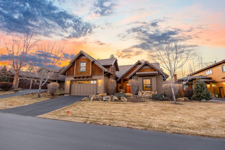 Behind the gates of the prestigious Broken Top community, this stunning home offers the perfect blend of elegance and comfort in the heart of Bend. From the moment you step inside, you'll be captivated by the soaring 2-story great room bathed in natural light and anchored by a striking stone gas fireplace. Crafted with timeless wood trim throughout and striking 8 ft doors, this home exudes warmth and character. The spacious bonus room provides endless possibilities—media room, exercise, playspace or even a private retreat. Step outside to a serene backyard where the property backs to a peaceful common space with a seasonal creek, with a rock wall offering extra privacy and a natural backdrop for outdoor entertaining. Located in one of Bend's most sought after gated neighborhoods, you'll enjoy miles of trails, dog park, playground and a gorgeous clubhouse for dining. With multiple levels of optional membership, you can experience golf, tennis, pickleball, pool & fitness center