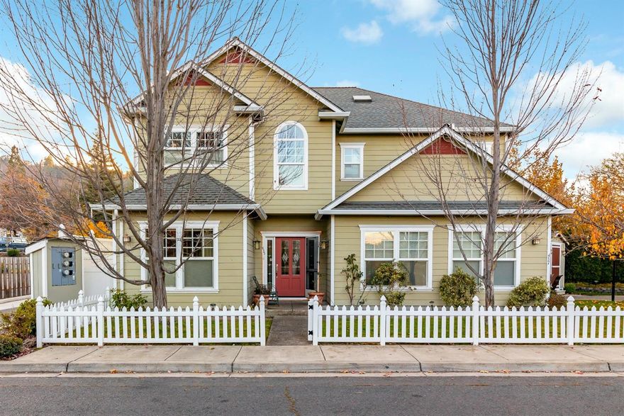 Unique Ashland Opportunity Awaits! Gorgeous, custom built home with two approved rental cottages in close proximity to downtown. Main house features Brazilian cherry hardwood throughout the primary living area, gourmet kitchen with incredible storage, high-end appliances, custom tile backsplash, stained glass adornments, roomy sitting area with built-in seating and spacious dining room. Main level suite plus three additional bedrooms and an office upstairs. Charming living room with corner fireplace. Incredible natural light throughout. Pride of ownership shows in every corner. Tiled bathrooms. Roomy living room with fireplace. Paver courtyard + easy-care landscaping. Two addtn'l 2 bed/1 bath cottages w/ strong rental history. Established traveler's accommodations each cottage rents for an average of $250/night or monthly for $1400 in the off season. Three off street parking spaces.