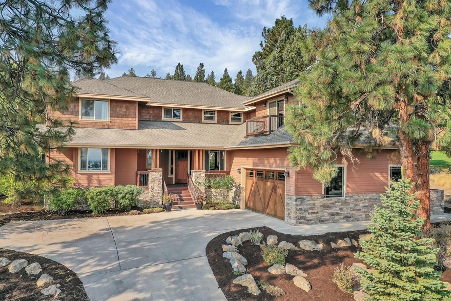 This is a fabulous home in Rivers Edge Village.  Soaring ceilings in the great room, a gourmet kitchen with a spacious pantry and the master bedroom and a guest bedroom all on the main floor. The upstairs is a great layout with three large bedrooms and two bathrooms, each with double sinks, plus a big bonus room and office. The home boasts high end finishes, wood wrapped windows and solid wood doors throughout. The back paver patio backs up to the 17th hole of River's Edge golf course and the neighborhood provides close access to a park and river trails.