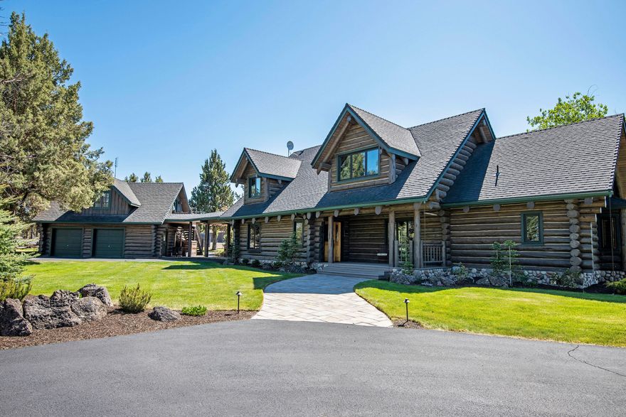 This unique 67-acre property is a must see with incredible privacy; wildlife by the pond w/ outstanding Cascade mtn. views. The property abounds with great living space including a detached 3-car garage, 2-bay shop, horse enclosure w/loafing shed, & more. Enjoy modern amenities in a fully renovated charming log home. Main level is open floor plan for full views, with a guest room w/full bath & private entrance to patio. Chef's kitchen has a Wolf gas burner, electric convection oven, abundant storage, butler's pantry, wet bar & temp-controlled 330-bottle wine closet. The primary suite up features a huge walk-in closet w/ washer/dryer. Its bath has a soaking tub, dual head shower & double vanity. The 3rd bedroom is currently an open loft office. Guest quarters above the attached 2-car garage have 2 sweet built-in king-sized beds, living area & full bath. The outdoor kitchen, built-in propane fire pit, hot tub & sauna await. You must see this one!