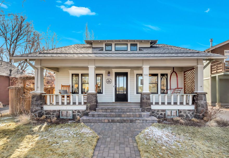 This lovely, historic home in Downtown Bend will steal your heart! Enjoy the 1920's vibe with modernized updates, cozy feel, and central location to restaurants, shopping, and the Old Mill. On the main floor is the living room with wood burning stove, open bright kitchen, formal dining room with period built-ins, a full bathroom and bedroom. Up the stairs are three more bedrooms, and a second full bath. Spend summer nights on the front porch, or private back deck, relax in the hot tub, or tend to the native wildflowers in the fully fenced backyard. Off street parking PLUS a detached garage with room for a car...or simply to store all your bikes and gear for your Bend adventures. Rare, unfinished basement for extra storage too! Turn-key and move in ready with a new roof in 2021, smart features, new furnace, a/c, and water heater in 2019, and updated bathrooms in 2022. See attached full list for more details. Don't delay, schedule a showing today!