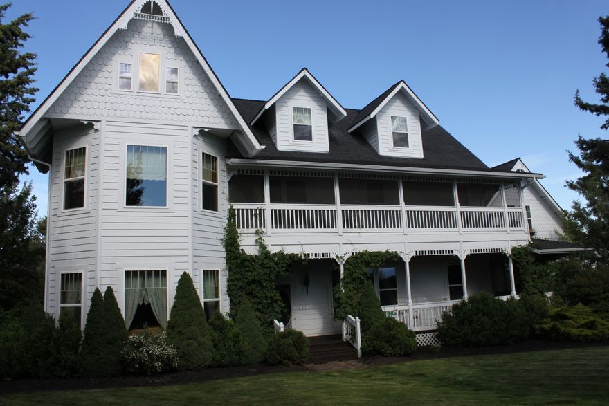 Unique 45.6 acre property w/38.7 acres irrigation located in the coveted area of Cloverdale 5 miles east of Sisters OR. Mtn views. This home has 4230 sq ft on 1st and 2nd levels, 428+/- sq ft on 3rd level. So much of the home has flex space that can be used for multi-family generations. Potential for 6 bdrs. Living room, gourmet kitchen, breakfast bar and nook is a great room concept. Home also includes a formal dining rm, parlor, library/media rm, craft and exercise rms. Closet w/reinforced foundation can be converted to an elevator. Great outdoor space!! 3 decks, beautiful landscaped, fenced yard. Shop has 14 ft ceilings w/10 ft door. Shop includes a utility rm and upstairs guest quarters. Machine shed has ample parking for 6 vehicles.