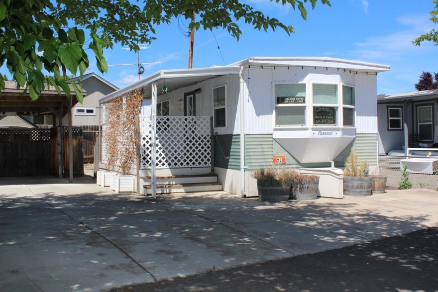 Here it is! Your opportunity to purchase your own home! Very well maintained 1 bedroom 1 bath single wide mobile home in Lazy A Mobile Home Park in Eagle Point. This mobile sits on the only concrete driveway in the park with a covered carport. Centrally and conveniently located in downtown Eagle Point, this cute home includes stack-able washer & dryer, refrigerator, gas stove, a 8x10 Shed and many more amenities! New carpet and updates throughout! Don't let its age fool you! This home has been very well taken care of! Come see it today.