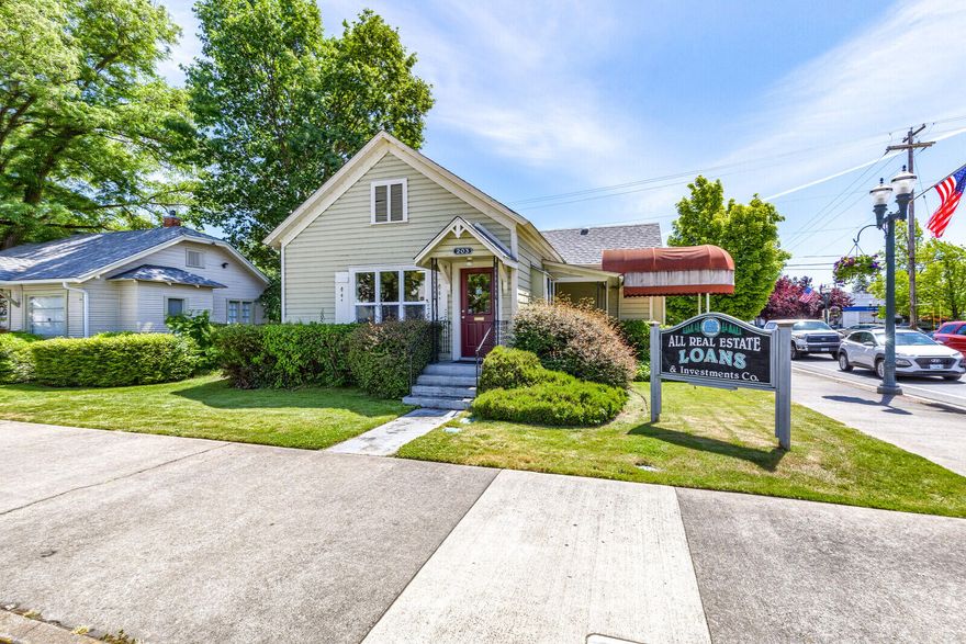 Insane advertising exposure with ultimate visibility on a busy corner in the heart of Grants Pass downtown with off street parking finds this adorable multiple office building waiting for your business! Your signage will get tons of vehicle looks and accommodates pedestrian access from either SE 7th Street or SE H Street. Multiple offices, huge lobby or bull pin, bathroom, lunchroom, kitchenette, copy area, and storage. Five off street parking spaces with alley access. Newer roof and windows. Zoned and laying in the commercial business district will allow a platitude of uses. Detached storage shed with power and water. Everyone will know you across the street from the iconic Rogue Theater. Call for look today!