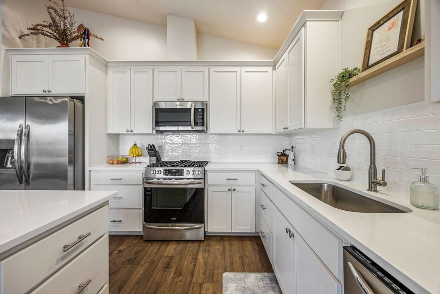 Beautiful Contemporary Home in a Great Location, Custom Built by Buntin Construction. Lightly Lived In, Mint Condition. Open & Spacious Floor Plan, Light & Bright, Gorgeous Kitchen w/Island, Quartz Counters, SS Appliances, Pantry & Custom Cabinetry. Vaulted Ceilings in the Great Room w/Gas Fireplace, Upgraded Vinyl Plank
Flooring. Primary Suite on Main Level, Vaulted Ceilings & Ceiling Fan, Access to Covered Patio for Relaxing Outdoors or Entertaining. Primary Bath has Dual Vanities,
Beautiful Custom Shower, Separate Water Closet & Walk in Closet. Large Laundry w/Plenty of Cabinetry. Upstairs are Two Bedrooms, Full Bath & a Linen Closet. Could
be Great RV Parking if Gate is Changed. Desirable Corner Lot for Privacy. Centrally Located to Shopping, Restaurants, Hospitals, Parks & All Southern Oregon has to offer. Must See.