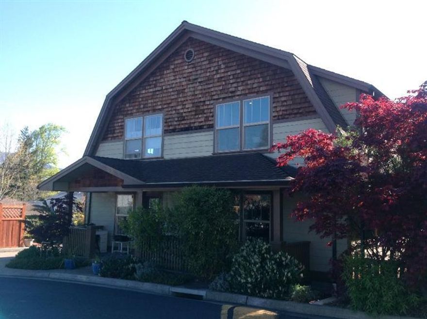 Charming Charming Charming! Come see this sweet end unit townhome that feels like it is right out of a designer magazine. Three generously sized bedrooms, 2 1/2 baths, 1748 square feet, front porch with privacy landscape and a new deck for relaxing in the sun and enjoying the mountain views. Tastefully decorated with warm colors, gourmet kitchen with granite counters, stainless steel appliances, island gas cook top, decorative backsplash, and designer lighting. Corner gas fireplace that provides warmth and coziness, upstairs laundry and beautiful mountain views. HOA fees are $125. quarterly. You will surely feel right at home...