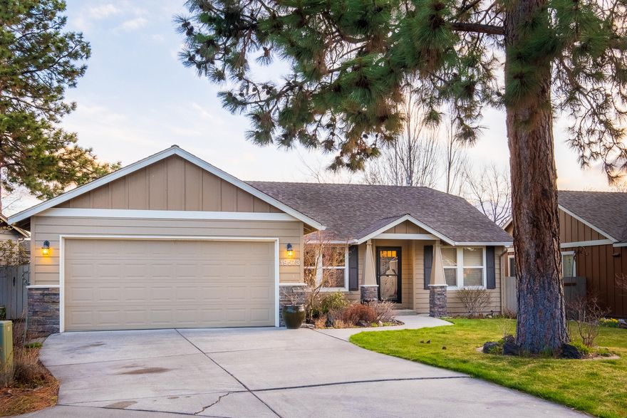 This charming, Craftsman-style home is located in a picturesque cul-de-sac in Southwest Bend's well-established River Rim neighborhood. Highlights of the single-level, 3-bedroom + Office, 2-bath home include a welcoming open floor plan, vaulted ceilings, and a great room with gas fireplace and large courtyard-facing windows. There is a dining area adjacent to the beautifully landscaped backyard, which is fully fenced and features a paver patio and custom pergola. Located within walking distance of the Deschutes River, the neighborhood boasts walking trails, river access and the expansive Wildflower Park (a 3-acre community park that includes a playground, covered picnic area and large open lawn). There's also easy access to popular Brookswood Plaza and the thriving Old Mill district.