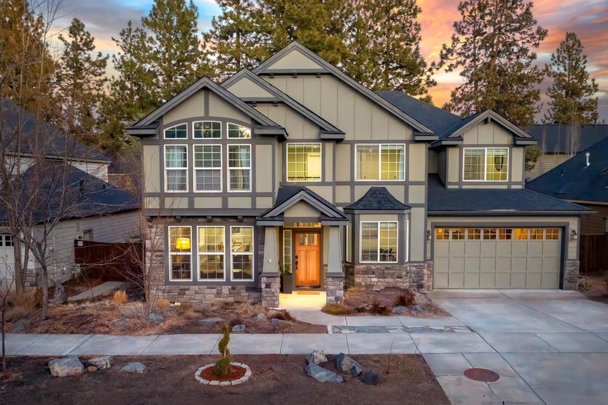 Experience modern comfort and outdoor adventure in this stunning home in one of SW Bend's most desirable communities. Filled with natural light, the open layout features a gourmet kitchen with double ovens, a pantry, and seamless flow for entertaining.
The main level includes a versatile office and full bath, perfect for guests or multi-generational living. Upstairs, four bedrooms and a spacious bonus room offer plenty of space for work, play, or relaxation. A three-car garage and brand-new roof provide storage and peace of mind.
Step outside to a fully fenced backyard, a year-round retreat with space for barbecues and cozy evenings by the fire. As a resident of River Canyon Estates, enjoy a fitness center, pool, clubhouse, playgrounds, and scenic trails along the Deschutes River. Minutes from downtown Bend, the Old Mill, Mount Bachelor, parks, top schools, and Brookswood Plaza, this home is your gateway to the ultimate Bend lifestyle.