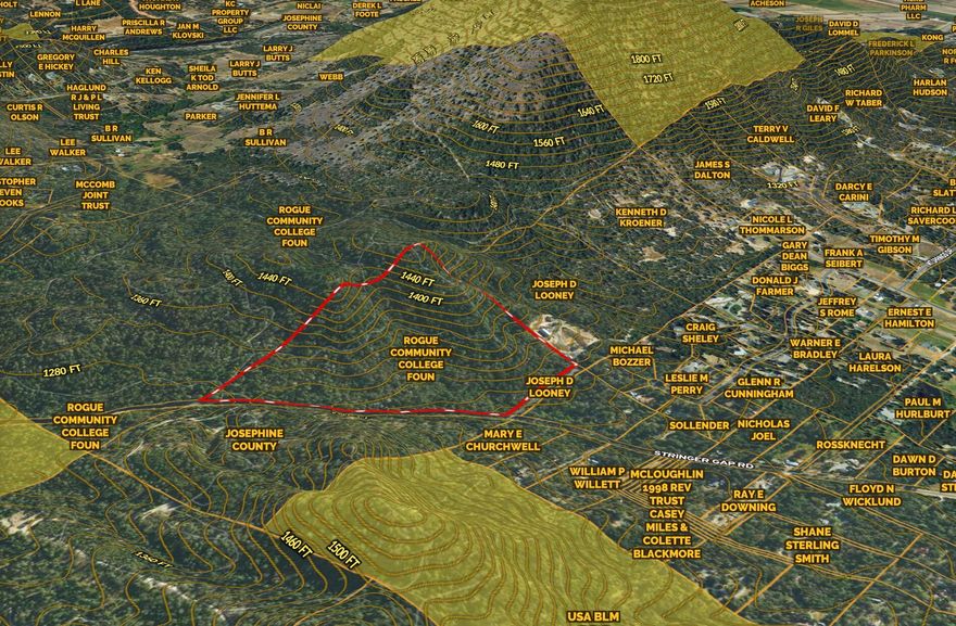 36 acre parcel in Josephine County, Oregon. This property adjoins a paved county road and is conveniently situated outside the city of Grants Pass. The property is vacant with no improvements. Nicely treed with conifers and hardwoods. Elevation ranges from approx 1220 feet to approx 1500 feet. Any purchaser should check with Josephine County regarding potential uses.