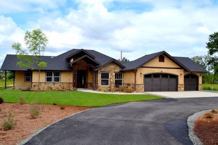 Just completed! This brand new Mediterranean style custom is a rare find indeed. So many upgrades and extras: Real Stone exterior, paved circular driveway with automatic gates going both in and out. RV parking and hook up. This home is wired for generator. Inside are very custom cabinets with the latest style and finish, There is a massive great room with large corner stone fireplace. Amish Wood solid flooring throughout most of the home and both the baths have real stone showers and bathing areas. The master shower features water fall heads and body spray, The home is super energy efficient with spray foam insulation on the outside walls and two choices of heat: Both high efficiency gas and high efficiency heat pump. There is a great well, fenced in very large back yard and best of all this sits on over 2 usable acres of pasture in district 7 just 2 miles from town. There is so much more but come take a look and you will discover just how beautiful this home is.