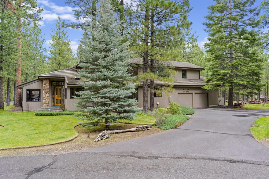 A true Black Butte Ranch beauty.  This home sits amongst the trees so that you can fully enjoy nature.   Once inside, notice the high vaulted wood ceiling and many windows throughout.   The open floorplan is welcoming and plenty of space for entertaining.  The primary bedroom suite is on the main floor, complete with walk in closet, soaking tub, dual sinks and large shower.   Upstairs boasts an open loft, two additional bedrooms and full baths.    The extensive deck provides enough space for dining, relaxing and there is even a hot tub.   Don't forget all that Black Butte Ranch has to offer, including golf, horseback riding, swimming, dining, and more.