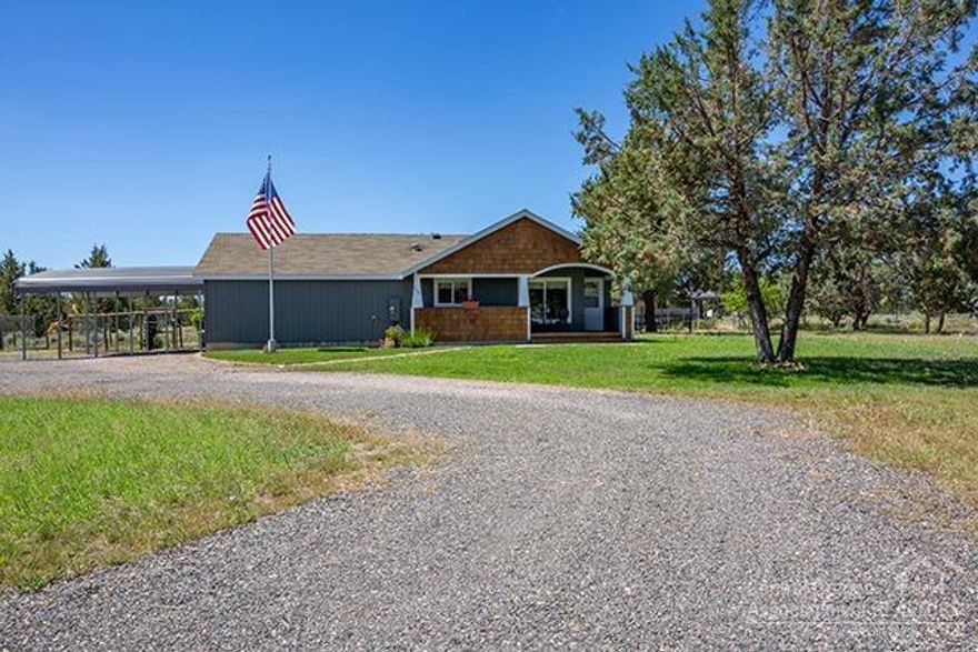 This beautiful home is Certified Energy-Wise and has been very well maintained by original owners. Vaulted ceilings, with open floor plan, laminate floors throughout, forced air, heat pump and pellet stove (permitted). Floors, ceiling and walls are all insulated, 2x6 construction, stem well foundation and tie downs. 3 bed, 2 bath, 1456 Sq. Ft. on 2.37 private acres with a lot of the rocks picked. Approx. one acre is fenced. Property has a mature peach, apricot, walnut and apple tree and is partially landscaped with sprinkler system. 2 RV covers are included, insulated 2 car attached garage with extra storage and insulated room for storage. Peak through view of Mt Jefferson, backs to common area. Plenty of room for your pets and toys! Enjoy the beauty and activities of this great community. Golf, tennis, pickleball, disc golf, swimming pool, 3 parks, and many miles of trails to hike and rivers to fish.