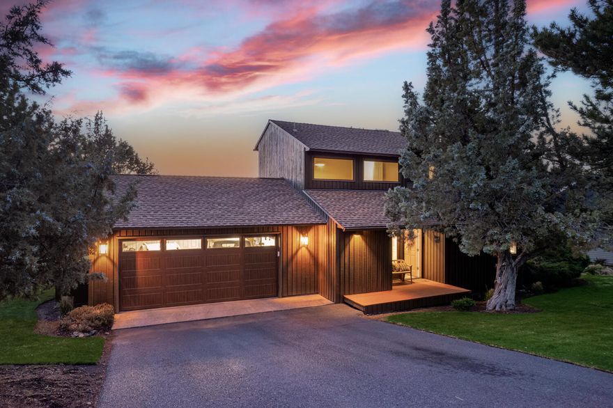 Look no further for breathtaking sunsets than your living room window! Overlooking the 15th fairway of the resort course at Eagle Crest, you will enjoy coveted views of the Cascade Mountains and Cline Butte. This meticulously updated home boasts fresh exterior & interior paint, new flooring throughout, all new custom window coverings, new garage door, and so much more! Ask for the full list of extensive upgrades. Live large with less square footage to maintain with an open floorplan, vaulted ceilings, & 2 Primary suites. The garage offers a converted office space with window and 2 storage closets. Don't miss the 3rd storage closet on front porch. Internet cat 6 was installed in all bedrooms for work at home or lightning-fast streaming. Stargaze from any of the three decks, hot tub, or jetted tub in the upstairs primary. The gated community has exclusive access to neighborhood outdoor pool and brand new pickleball/tennis and bocce courts. Seller to provide Buyer one year Home Warranty.