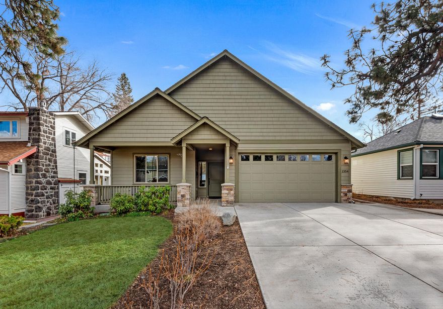 This outstanding and highly sought after Westside location (near Drake Park foot bridge & Harmon Park) provides all Bend has to offer - blocks away from restaurants, brew pubs, coffee shops, downtown, and Deschutes river. Custom built in 2014, this move in ready home features modern/open floor plan, spacious primary suite on main with many ADA features (such as no entry stairs, roll in showers, wide hallways and doors, etc.) as well as caregiver or multi-generational living options. Large 5th bedroom on upper level can be bonus/family rm. Home has big, low maintenance backyard, central vacuum system, hot water circulator, AC for hot summer days, and attached 2 car garage for cold/snowy days. Sizeable paved driveway for hard to find ample off street parking. Option to buy home furnished. Seller is willing to remove upstairs kitchen and sheetrock loft area.