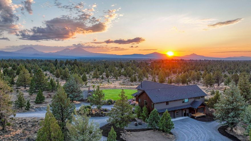 With unbelievable Cascade mountain views from almost every room and access to thousands of acres of public land, this 5,200 SF home is truly a unicorn!  It was custom built in 2023 by Dyer Construction & Renovation, a well-known and respected local builder in the Sisters area.  This Swedish modern house style will allow you to entertain guests in luxury with 6 bedrooms and 5.5 baths plus a dedicated office with a separate entrance.  There are 2 primary suites - one upstairs and one downstairs that allow you to choose your preferred space and are ideal for multi-generational living!  Both primary suites also have private balconies with mountain views.  It sits on 9.88 private acres with plenty of room for RV parking, toys, and room to build a barn, shop, or both!  Only 20 minutes from Bend and 10 minutes from Sisters. Pinch yourself because this is the one you've been looking for!