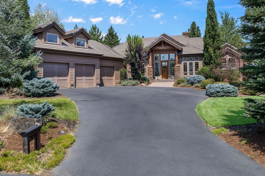 Nestled in the prestigious Broken Top golf course community on a .42 acre lot, this luxurious home has soaring vaulted ceilings with exposed wood beams throughout, hardwood floors, and an open floor plan perfectly designed for entertaining. The great room features a large wall of windows with sliding doors that flow into a beautifully landscaped yard that is an entertainer's dream, perfect for outdoor dining, gathering around the cozy firepit or just relaxing to the backdrop of the 12th green. Inside, discover a gourmet kitchen with a large dining area, three spacious ensuite bedrooms, a vaulted dedicated office and versatile bonus room above the 3 car garage. Through membership at Broken Top you can enjoy exclusive access to amenities: a luxurious pool, fine dining, tennis courts, and of course, the Broken Top golf course. Explore nearby shops, restaurants, and bike trails, or hit the slopes at Mount Bachelor for skiing.
Don't miss your opportunity to own this beautiful Bend home