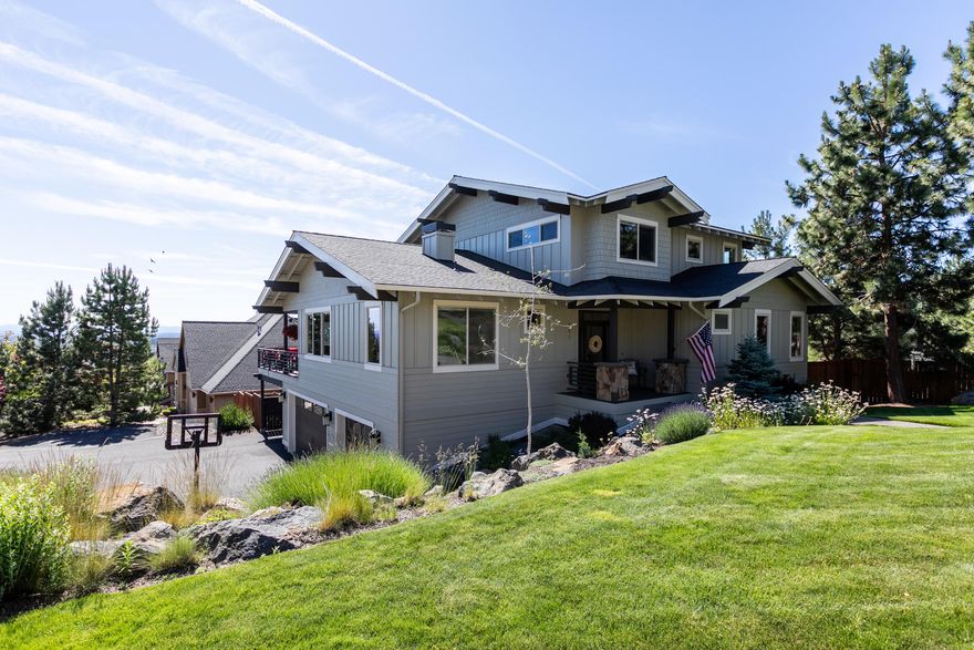 This luxury 3,460 sq ft Contemporary Craftsman w/transitional styling creates a distinctive home w/fine, yet functional finishes. It is perched in a cozy, idyllic neighborhood overlooking views of the city and Ochocos from most rms. This home sits less than a mile from the River Trail and downtown. Enjoy main level living w/master, gt room, office, powder and laundry. You'll find 3 generously sized bedrms upstairs.  The bottom floor - walk in from the garage - acts as a fabulous bonus rm or a guest rm with full bath. Kitchen features an oversized eating island, pantry, higher end appliances and expansive views. Master includes prvt deck access, and bath features soaking tub, and large w/in shower. Oversized 3 bay garage boasts 1000 +/- sq feet of finished storage for all your C.O gear. Home offers covered pkng for a boat/RV including an RV electrical outlet. Watch the fireworks from your deck-see the sunrise every morning with your coffee. Sit in the hot tub and watch the city lights.