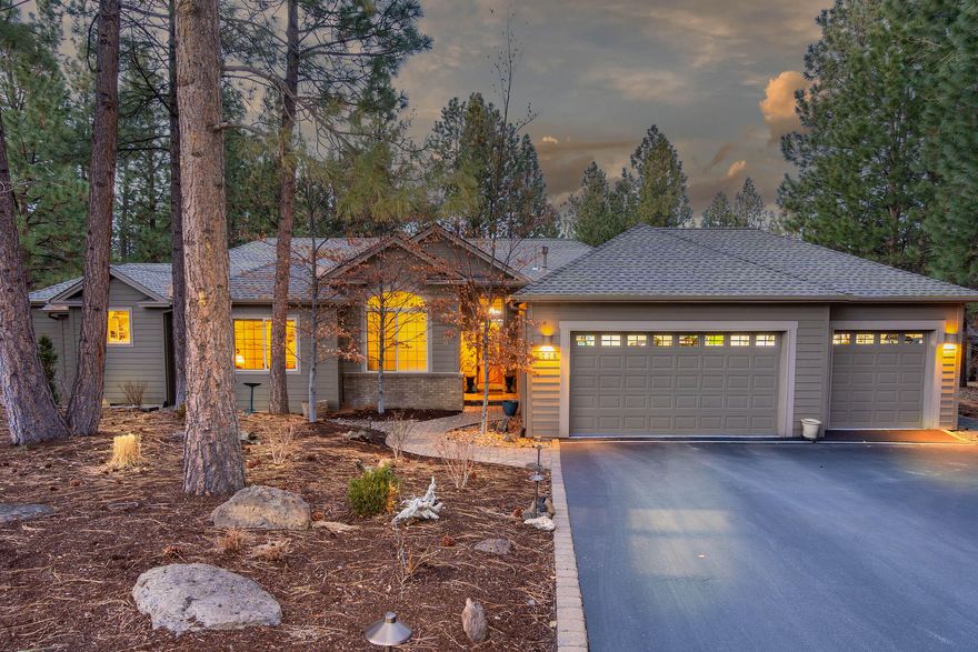 Picture Perfect Single Story Hm w/ 3 Car Garage in Awbrey Glen, on of Bend's Premier Private & Gated Golf Communities.  Home was featured in the ''2000 Tour of Homes'' but since then, has been remodeled & added square footage.  Great Rm is open to the Kitchen & Dining Area w/ Gas Fireplace, Gleaming Hickory Hardwood floors, Skylites & Views of the Backyard. 2 of the 3 bedrooms are Primary Suites with Private Baths. Office is just off Entry.  Enjoy outdoor entertaining on your Trek Deck which is the full length of the home and fire-pit.  Spacious 3 Car Garage has Storage & Epoxy Floors. Other Amenities Include: Crown Molding - Newer Baseboards - Central Vac - 8 year old HVAC System - 7 year old Roof - 1 year old Water Heater - Alarm System - Extensive Water Abatement System for Rain - Community Parks, Tennis and Walking Trails for a Low Association Fee of  $86 per month. And MUCH, MUCH MORE!