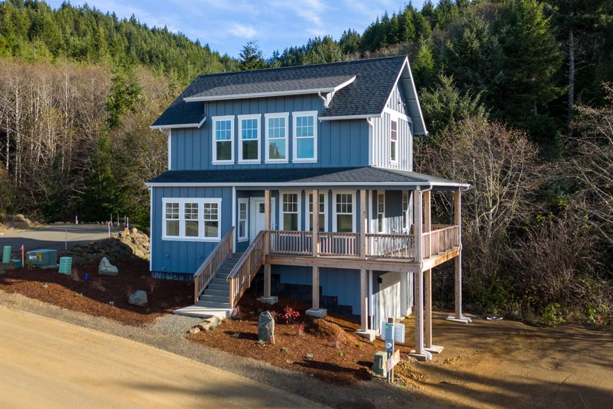 This craftsman-style home has an open great room, wraparound porch, and plenty of coastal charm. Ideal for enjoying sunsets and activities with friends and family, this home presents a unique opportunity for people seeking a coastal lifestyle rooted in community and the natural beauty of the Depoe Bay. This would make an ideal primary home or if you'd prefer, you can take advantage of the short-term rental eligibility and make this an income producing vacation home when you are away. With two bedrooms and a flex room, this home offers versatility and function while still delivering a luxurious feel. We invite you to experience the exciting lifestyle community of Depoe Hills which spans 131 acres and has diverse dwellings, pedestrian-friendly streets, and planned green spaces and gathering places with sweeping views of the Pacific Ocean!