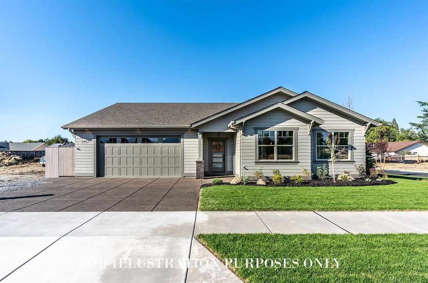 Photos are of the Franklin Place model home & for Illustration Purposes Only. Come home to Craftsmanship, quality built new construction by Foursquare Homes. The Aspen floorplan; 3 bed 2 bath 1,637sqft single level home featuring engineered hardwoods throughout the open living spaces. Attention to detail w/ designer features including paint & stain grade cabinetry, quartz counters, tile backsplash, 9ft walls, custom lighting, tile shower in master w/ glass enclosure & accent niche, tile surround in guest bath, bronze hardware & upgraded exterior siding. Entertainers kitchen w/ abundant cabinetry, island w/ pull out trash & recycle, SS appliances, 5 burner gas range & pantry. Craftsman doors & finish trim, ample storage w/ custom closet packs. Spacious master suite & WIC. Oversized finished garage w/ 8ft door & pull-down attic ladder & storage room above. Outside you'll find mountain views in this established setting. Fenced & landscaped; nice sized backyard, sprinklers & covered patio.