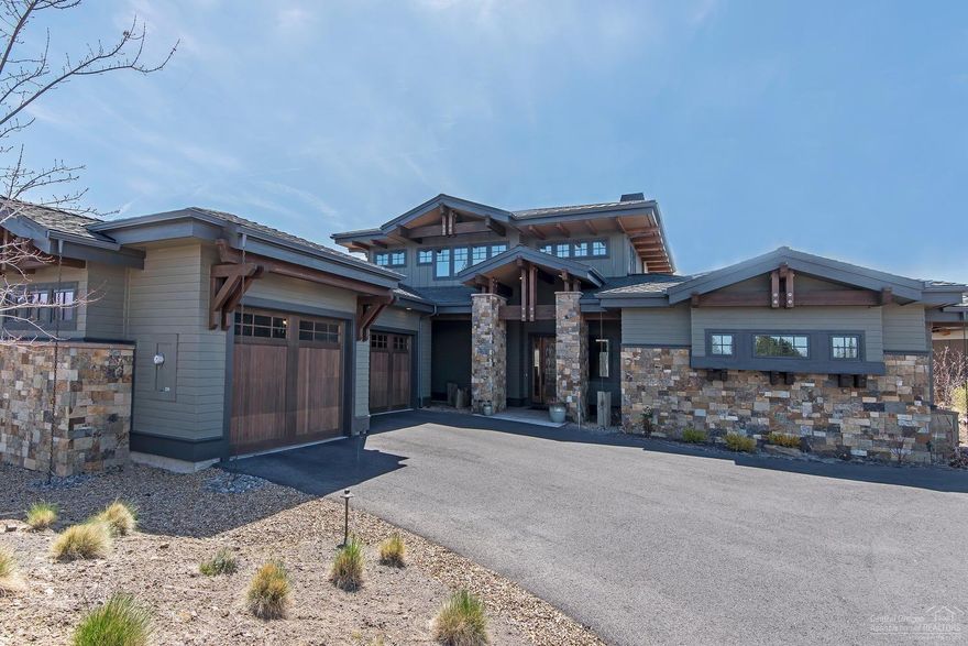 Welcome to this beautiful estate nestled in the heart of Tetherow. The quality and attention to detail in this Earth Advan home is second to none, custom finishes and exquisite details at every turn. Fantastic floor plan begins w/ a grand two story entry into a welcoming greatroom, brilliantly situated to take advantage of the golf course and stunning Mt views. Enjoy main floor master, walk-in wine room, gourmet kitchen, fabulous outdoor patio and fire pit and built in BBQ,3 car garage w/built-ins, +bonusrm