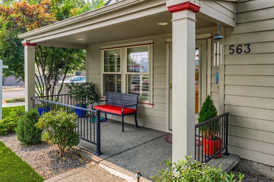 Located on a corner lot in the sought-after Riverwalk neighborhood, this desirable single level home has been lovingly maintained and truly move-in ready. The kitchen has great natural light, plenty of storage and is open to the dining area with access to the oversized sunroom. The charming front porch looks across the street to North Mountain Park and surrounding mountain views. The spacious living room has a high ceiling and newer corner gas fireplace with tile surround.  Split floor plan with two nice sized bedrooms and full bathroom at the front of the house and an roomy primary suite offers an en-suite bathroom with dual vanities plus a walk-in closet with built-ins. The yard is a gardener's dream complete with a water feature and outdoor patio. Two car attached garage, charming covered porch and centrally located.