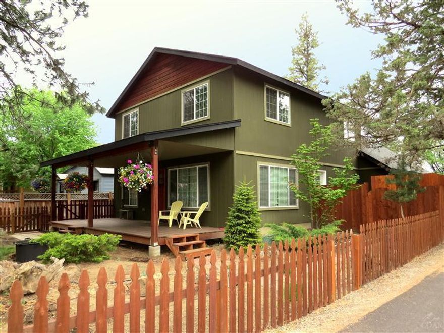 Northwest Craftsman style home in Sisters. Oak flooring accents the open floor plan which opens to a large kitchen w/hrdwood cabts. Separate laundry & pantry rms. Bonus rm over 3 car attached garage is set up with a large screen TV & bunk beds. Electric forced air furnace & a gas stove for heat.Low maint. Yard is fenced with a front deck & the privacy fenced side deck is suitable for a Hot Tub. Home sold furnished featuring memory foam beds, refrigerator, W&D. RV Hook up. City park is across the street.