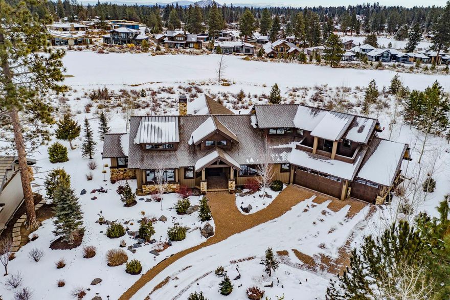 This is a one of a kind, Pacwest built home on a very quiet and sought after street within the Tetherow golf community. One can enjoy the grandness of the vaulted ceilings, natural stone, wood floors and northwest touches throughout. This is a progressive floor plan that offers functional livability with kitchen, dining and living space on the main level. The spacious master with a large walk in closet, and spa like bath, second ensuite and laundry/mud room. Upstairs is the office/den area and 3rd en-suite with a balcony to enjoy the westly views of the Cascade mountains. Special touches include remote blinds, private hot tub, gas fire pit, built in bbq, extended 3 car garage, paver driveway and stunning native landscaping. Enjoy the east views of the golf course and morning sunshine while evenings can be enjoyed from the front of the house looking west towards the cascade mountains!