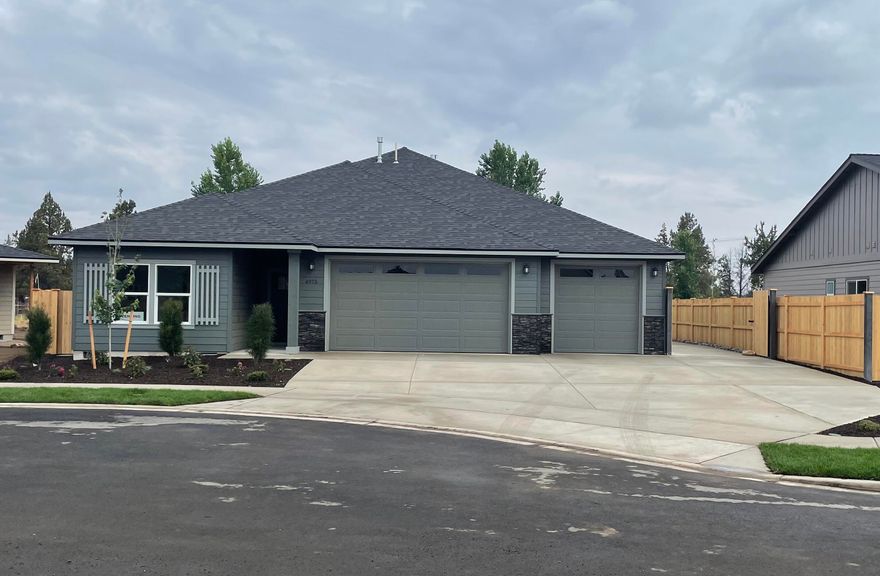 Welcome to Korbin Meadows, a new community in desirable neighborhood of SW Redmond touting Cascade Mtn views. Lot 22 features the Hamilton floorplan w/ 2,205 sf of single-level living; 3 bdrms + den, 2 1/2 baths & 3 car garage. A vaulted primary bdrm features an XL walk-in closet, dual vanity, shower & enclosed toilet with great separation from 2 guest bedrooms sharing a full bathroom. Entertain in your kitchen w/ SS appliances, tiled backsplash, soft-close cabinets, pantry, extensive slab quartz countertops opening to vaulted dining area and great room w/ decorative gas burning fireplace. A utility/laundry room too! Durable laminate plank flooring thru-out & carpeted bdrms. Covered back patio, fenced yard & landscaping w/ sprinklers, RV/boat parking & entrance gate. Upgraded finishes & A/C included! Est. completion August 2024. *Floorplan & rendering subject to change.