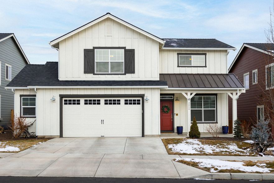 OPEN HOUSE 2/4 11-1pm. Spacious & Beautiful, this DESIGNER light & bright, Bend Earth Advantage Certified home is a show stopper! Great room living & 5 BR or 4 BR + Bonus/Office & 2.5 BA + Laundry Rm, 2 car garage + shop area, there's room for everyone! Open floor plan for entertaining w/modern finishes & beautiful backyard w/patio & raised beds. Main level features a BR or office w/closet, kitchen w/island, subway tile backsplash, hardwood flooring, beautiful stainless appliances, dining & living room w/tiled surround gas fireplace & half bath. Great room opens to fully fenced backyard w/extended patio, beautiful irrigated landscaping & raised beds, fenced dog run, something for everybody! Upstairs boasts the luxurious primary suite w/fully tiled shower & large walk-in closet, 2 additional bedrooms + full bathroom, large Bonus/BR w/closet & laundry room. Tankless Water Heater, A/C, all the upgrades. Ideal Bend location w/NO HOA & just a few blocks from Eagle Park!! 3D TOUR