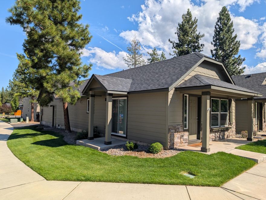 Escape to this bright, single-level corner townhouse in the Village at Cold Springs, Sisters, OR. Lives like a standalone with 2 bedrooms, 1.5 bathrooms, and only one shared garage wall. Enjoy vaulted ceilings, luxury flooring, and quartz countertops in a modern, low-maintenance design. HOA covers roof, exterior, and front yard (if unfenced) — perfect for carefree living or a lock-and-leave second home. Steps from a community park, playground, and forest trails. Just minutes to the charm of downtown Sisters and endless outdoor recreation. Ideal for those seeking space, serenity, and a smarter lifestyle shift.