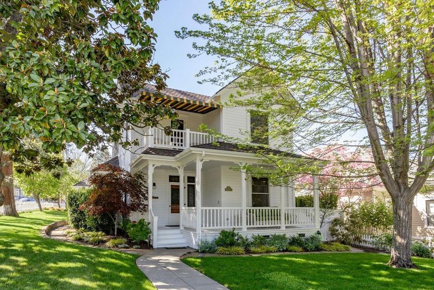 Location, Location, Location! Nicely appointed 1897 home restored and updated by the Shostrum Brothers. As the F.D. Wagner residence, this property is a true Ashland landmark. The living room is quite expansive and features a woodstove. There is a roomy formal dining room and open and spacious kitchen. The oversized great room has a wood burning fireplace and direct access to the beautifully manicured backyard. The main level has a bedroom and full bathroom and upstairs there are two additional bedrooms plus a charming bathroom with vintage tile work. The upstairs master bedroom also has a sleeping porch with the original windows and overlooks downtown. For overflow guests or additional income, don't miss the 545 sq ft guest house/studio (26 High St) with a small kitchen open to the dining/living room area, bathroom with a claw foot tub and shower + a bedroom/office with built-ins.
