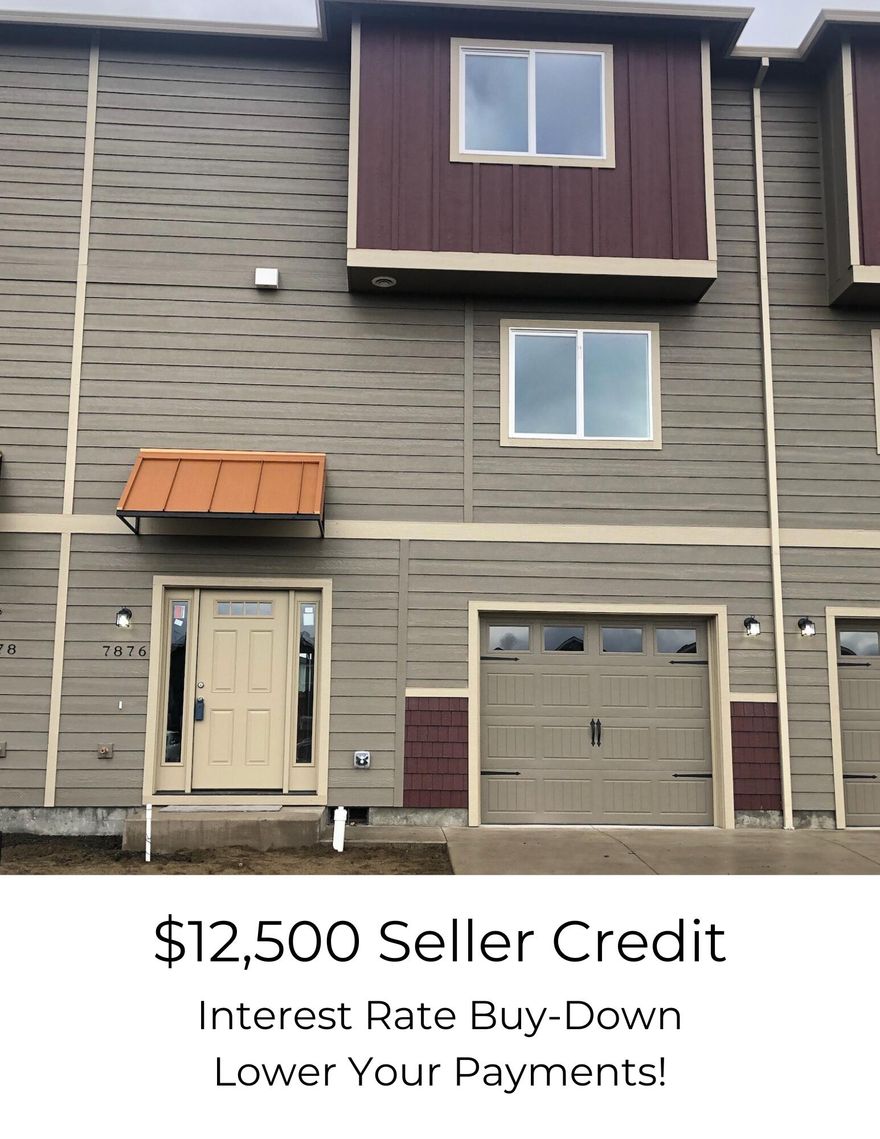 $12,500 Seller credit to Buyer for Interest Buydown or Closing Costs or ??? Seller wants to help make these Beautiful Townhomes more affordable. (Subject to lender guidelines.) One of the newest neighborhoods in the area. Still Some of the most affordable new homes in the Valley! These 3 story Townhomes will impress. Granite Kitchen plus Stainless Refrig., Range/oven, Micro & Dishwasher included. Featuring Greatroom style Living Area on 2nd floor. Primary bedroom plus private bath and Walk-in closet, plus 2nd Bedroom with its on bath on 3rd floor. 3rd bedroom/office located on ground level. Ductless Heat pump for optimum heating & cooling efficiency. Finished garage. Seller will provide 2-10 Warranty. HOA is inactive. Too much good stuff. Contact us for a tour as we build these beautiful Homes. Interior photos are for illustrative purposes only.