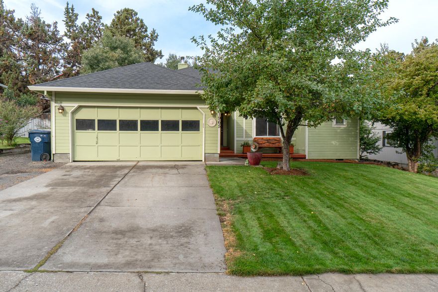 Don't miss this charming home located in an established neighborhood in desirable NE Bend. Home ftrs an open living space w/large windows for an abundance of natural light plus a cozy wood burning stove in the great room. Laminate flooring in main living areas + carpet in bedrooms. Kitchen w/plenty of cabinetry & counter space opens to eating area & sliding glass doors to the outdoors area & deck. Primary bedroom ftrs carpet flooring, double vanities in the bathroom w/step in tiled shower. Two guest bedrooms share a full bath w/shower & tub combo. Out back you'll find a generously sized backyard landscaped as your own private oasis w/deck, pergola, built in seating, rock/garden outcropping & plenty of space for entertaining. Minutes from Pine Nursery Park, near the hospital, shopping, schools + entertainment, & all that NE Bend has to offer. Space for your RV or additional parking, storage/wood shed, plus 3 yr old roof. New Carpet being installed + fresh paint in guest bedrooms too!