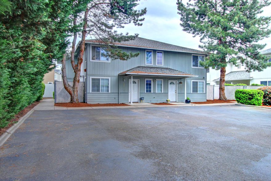 This well-constructed 4 plex in Central Point is an excellent investment opportunity for those looking for a good stream of income. The location is absolutely incredible. Very quiet street and tucked away and in very Desirable Central Point school district 6. The property and units have been well-cared for by the owners and shows beautifully, making it an attractive prospect for potential tenants or homeowners. Each unit features a one-car garage with a garage door opener and an additional parking space, providing ample space for residents to park their vehicles. The townhouse-style units provide a level of privacy and comfort, with no one living above or below. Residents will enjoy having backyards and patios, providing them with an outdoor space to relax and enjoy the fresh air. The property's location is also a major selling point, as it is conveniently located near shopping, schools, parks, and the I-5.  Bring your investors, they will absolutely love this opportunity.