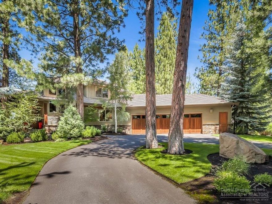 Incredible privacy and views overlooking open green space,the first green and fairway at beautiful, well kept Broken Top. Grand open great room featuring Huge view windows and stacked rock fireplace to the ceiling, Beautiful gourmet kitchen w/slab granite, solid surface counters and stainless steel appliances. Master suite, additional bedroom & office on the main floor, Stunning upstairs master w/views, huge walk-in closet, steam shower & jetted tub. IMMACULATE home, mature pine trees and move in ready!