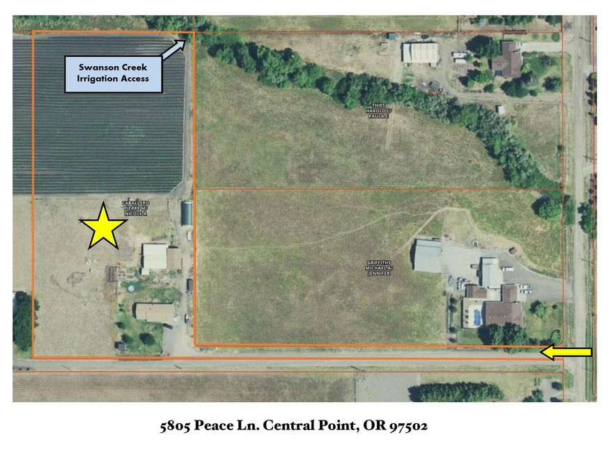 **Back on Market due to no fault of the property** This unique property offers 4.94 acres of flat, fenced land in an incredibly convenient and central location. An open and inviting home offers 3 bedrooms and 2 bathrooms (both completely remodeled in 2021). This property boasts a HUGE newly constructed 5367 sq ft shop with four 14' sliding doors with 20' to the eave and a clear span design - endless possibilities for use. There is a second 900 sq ft shop with 220 electrical, concrete floors and 2 sliding doors. The 20'x48' Greenhouse is included in the sale. Year-round irrigation provided by Swanson Creek at rear of the property. The opportunities are endless... see it to believe it.  Possible owner carry with at least 50% down.