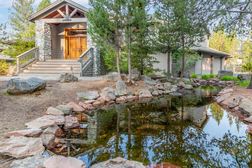 First time on the market! Experience the allure of this custom-built home with a floor plan that seamlessly blends indoor and outdoor living. In the great room, a dramatic river rock gas fireplace & a wall of windows invite the tranquility of nature inside. Spacious kitchen with granite counters & eating bar showcase both style and functionality. A spacious dining area complements the grandeur of the common areas upstairs. The roomy main suite completes the upper level. Downstairs, find 3 add'l Jr Suites plus a bonus room/5th sleeping area with gas fireplace that offers versatility. Outside, you are greeted by a paver entrance & captivating water feature which enhances the surroundings, creating a soothing ambiance. The upper deck offers ample space and a peek-a-boo view of the golf course. A hot tub for true relaxation. A lower shaded deck provides respite on sunny days. Close proximity to Nat'l Forest & trails. Established Rental History! 3-car garage, A/C.