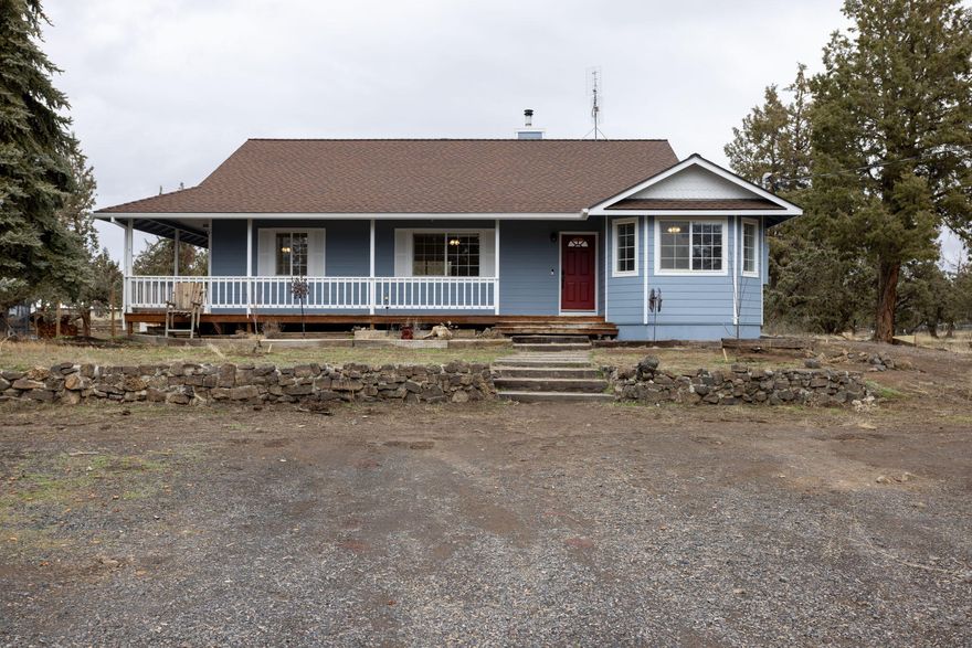 Perfect property for your small Hobby Farm! This single level 1729 sq ft, 3 bedroom,2 bath home sits on a level 2.35 acres lot within minutes walk or drive to Tetherow Crossing Park and Deschutes River. Newer 1500 sq ft shop with 3 bay doors and a large patio area that's great for entertaining or hanging out and enjoying the peace and quiet that Tetherow Crossing offers. Property is fenced and crossed fenced for your animals with outbuildings for storage, hay and all your small farm equipment. Incredible place to call home! Far enough away from it all but close enough to feel connected! Come make this wonderful place your own!