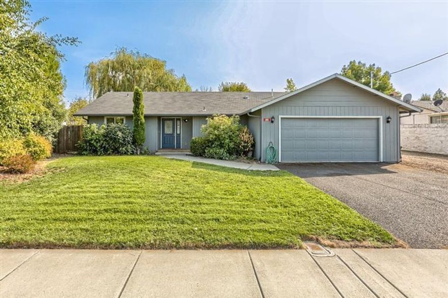 Beautiful home with very open and livable layout. Large kitchen opens to vaulted living space with skylights. Split floor plan with 2 bedrooms, 1 bath on one side and large master and bathroom on opposing side with big master closet. Indoor laundry room. Outside you will find a very spacious backyard with mature trees surrounding you. Pergola creates a nice shaded outdoor space. RV parking is great for your trailer or boat.