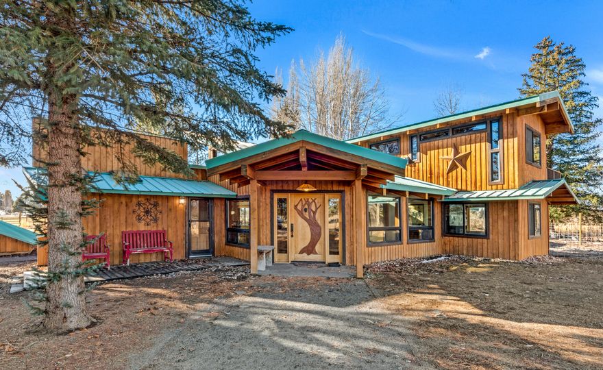 Secluded and private this 20-acre ranch is nothing short of spectacular. 11.24 acres that has irrigation water rights.  Lush, irrigated fields, room for all your animals small and large. Huge metal barn. 3-bedroom 2 bath with heated tile floors in the bathroom. Enter into the living room with vaulted ceilings and a breathtaking Montana Rock fireplace. Beautiful granite counter tops, cherry wood cabinets, 3 bedrooms that are spacious, light and bright. kitchen is warm and inviting with plenty of room for everyone to gather. Picturesque pond and mountain views.  Enjoy entertaining friends and family on the deck looking out at the pond or just enjoying everything this ranch has to offer. There is plenty of room for your friends and family to come and stay in the guest houses.   Pristine trees, exceptional multi-use land and buildings. barn, hay storage, gardening. chicken coop, sauna, green house. Just minutes to downtown Bend, hiking, golfing, skiing & rafting.