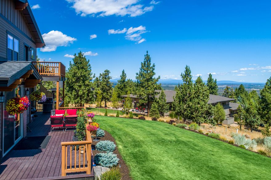 Often joy comes from the simplest pleasures in life. Feast your eyes on this Awbrey Butte residence showcasing panoramic views throughout of Smith Rock, Cascade Mtns & city lights in the evening. Intentionally situated to couple inspiring mtn views & modern day living. The kitchen anchors an open concept w/ access to the breakfast area, great room, deck, dining room & office.  Over sized custom island complete w/ additional sink, this kitchen is equipped for ample entertaining or many nights in. Unobstructed views. Two ovens, wall-mount pot filler & a generous walk-in pantry. En-suites on both the main floor & upstairs offering walk-in tiled showers, stunning views & gracious closets w/ access to balcony/deck. Designated office & bonus room. A laundry room that will impress! Complete w/ a sink, ample cabinetry & counter space to tackle anything! A three car garage equipped w/ instant hot water for your car washing needs, stained concrete & room for all your toys. 1.26 acres, 2 parcels.