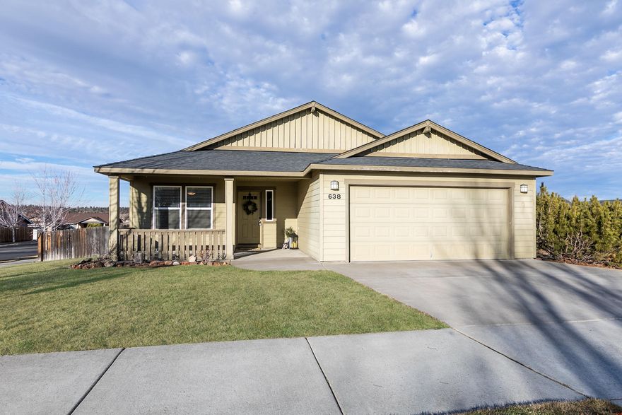 There's still time to trim the Christmas tree in your new home! Nice large corner lot. Clean & move-in ready single level home in Morning Crest Estates. Lots of natural light 
adds to the spaciousness. Open floor plan with vaulted ceilings in the great room and gas fireplace w/plant shelf. Kitchen is open to the great room and flex room. Plenty of counter space allows for your coffee bar. Slider to the patio and fenced backyard. The room just off the entry offers a great flex space for an office, sitting area, dining room or play area.
Master ensuite with dual sink vanity and walk-in closet. Pass through laundry room affords easy access to the garage for stomping off the snow and dirt!
Convenient to everything in Madras and this home qualifies for USDA financing.
Be sure to watch the virtual tour!