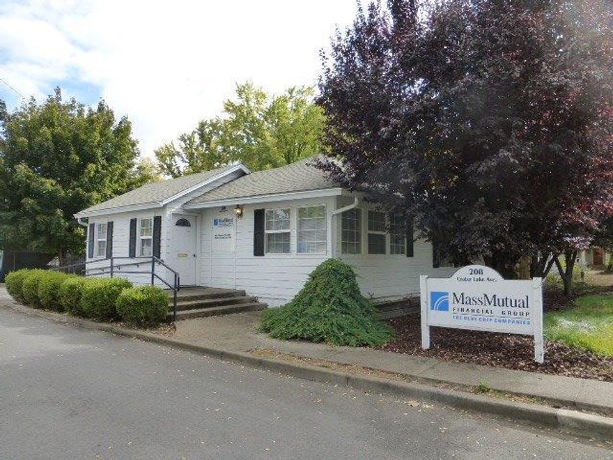 High traffic location in East Medford, office building is a converted residence with a large reception area, 4 private offices, break room, and off street parking. Building is for sale and/or lease to a qualified buyer for up to six months at $1,000/mo.