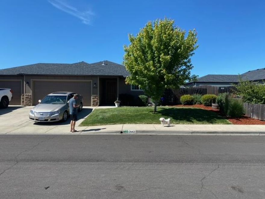 VA Assumable Loan-Incredible deal in today's market! Finished 3 car garage w/shop on a dead-end street. Slider from great room to the landscaped private backyard and area for spa. Side yard can be converted for RV Parking or area for a pool.  Kitchen is a chefs dream with lots of cabinets, granite countertops, micro hood, pantry, no wax floor and more. Open floor plan with spacious master, lighted walk-in closet. Granite countertops, tub/shower combo plus a walk-in shower. Laundry room and guest closet. Nicely appointed hall entrance with covered porch.  Duette honeycomb blinds, unique sliding blind on ''slider''.  Lots of parking and the other side yard has raised garden beds.  Gas throughout, light and bright and ready to go! 1 yr Home Warranty included