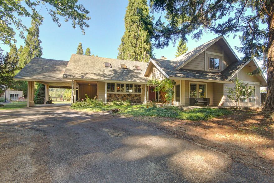 Welcome to Aspen & Alder Farms! Incredible opportunity to own a private slice of mountain paradise with abundant gravity-fed irrigation AND a high producing well (per seller)! Over 6 acres of completely irrigated land, 30,000 gallon in-ground pool (fenced-pics to follow), barn, huge shop and outbuildings, chicken coop, bunny run, massive garden, rich soil, berries, and a variety of mature fruit trees. Above the fog & minimal snow! Just 5 minutes from Lost Creek Lake & Mill Creek Falls and a short drive to Crater Lake. All the perks of country living yet just 40 min from Medford! Boasting private access to Cascade Gorge lookout, mountain views from nearly everywhere and flat, lush pasture abound. A lodge feel with rustic touches throughout. Fully remodeled downstairs master with solid walnut floors. New A/C unit and furnace. New paint, carpet, lighting, fixtures, etc. New roof on garage. Great floorpan, over 1/2 acre of enclosed backyard, lake access & more! LA has interest in property.