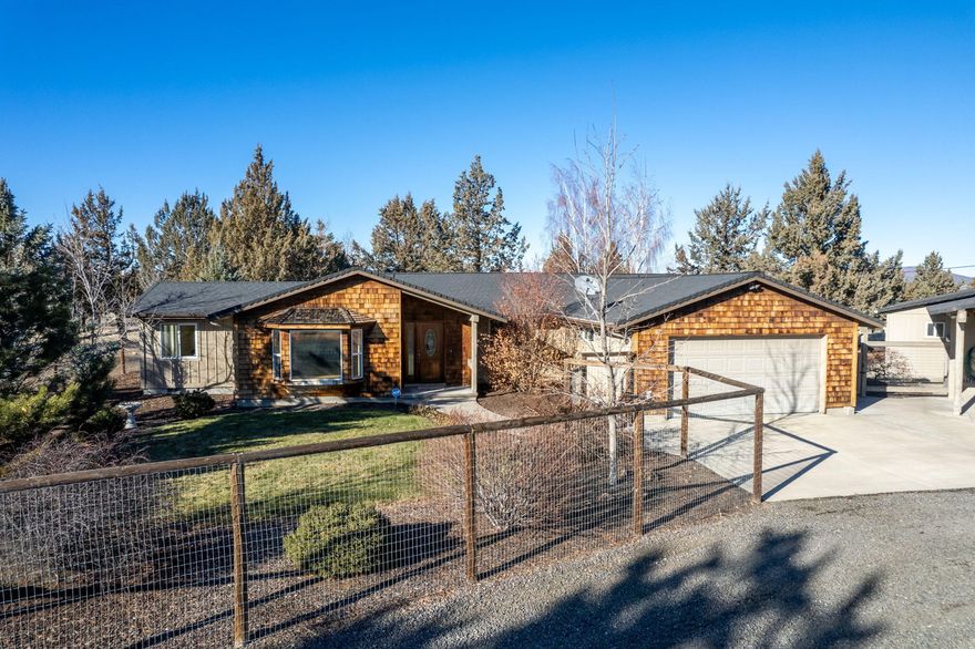 Your vacation destination can become your home in beautiful Crooked River Ranch! Light & bright with an open floor plan that flows. Enjoy cooking in your country kitchen while looking at your fire place & serene country view in the background. This 5.74 acre property has it all, massive out building to keep all your toys under covers and a second out building w/covered carport for the wood & car enthusiasts dream. Only 2.5 miles for swimming, tennis/pickle ball, discounted golf that is covered in your HOA. Hiking, biking, fishing and off roading is just one of many things to do on the ranch and yet close enough to Bend to enjoy all of the amenities & far enough away to escape to your own tranquility.