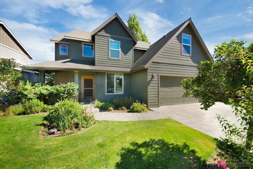 Picture perfect in this 3 bedroom, 2.5 bath, 1904 sqft home in SE Bend. Parklike setting w/ mature landscaping including a fenced backyard, paver patio & storage building. Main level features a formal living room w/ hardwood entry as well as open family room w/ gas fireplace. Open kitchen w/ stainless steel appliances & breakfast bar. Master suite w/ vaulted ceilings, ceiling fan, private outdoor balcony & attached study. Master bath complete w/ double vanity and soaking tub. Close to schools and shopping.