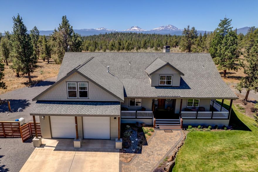 Serenity at its best! Don't miss this breathtaking 3 bed, 3 bath, 2992sf home nestled on 40+ ac just 10 mins from downtown Sisters! You can see the spectacular views out the oversized windows or step out one of the many sliding doors to sit on your deck w/your pergola, vertical patio shades & retractable canvas shade system. From the deck, you can view the Cascades all day, or take a walk to the Whychus Creek Preserve with 4 different loops to walk or ride the BLM trails on your horse right out your front door. You most likely will encounter the abundant wildlife that call this property home including elk, mule deer, turkey & soaring eagles. The gorgeous kitchen is set up for great entertainment w/all the amenities you need, including the Cascade Views! All beds are on main level with the 2nd bed having an ensuite. 3rd bed is currently set up as an office. The upstairs media room can be a 4th bed, if needed. The 3-bay shop has full RV hookup. Horse fencing, tack area & hay storage.